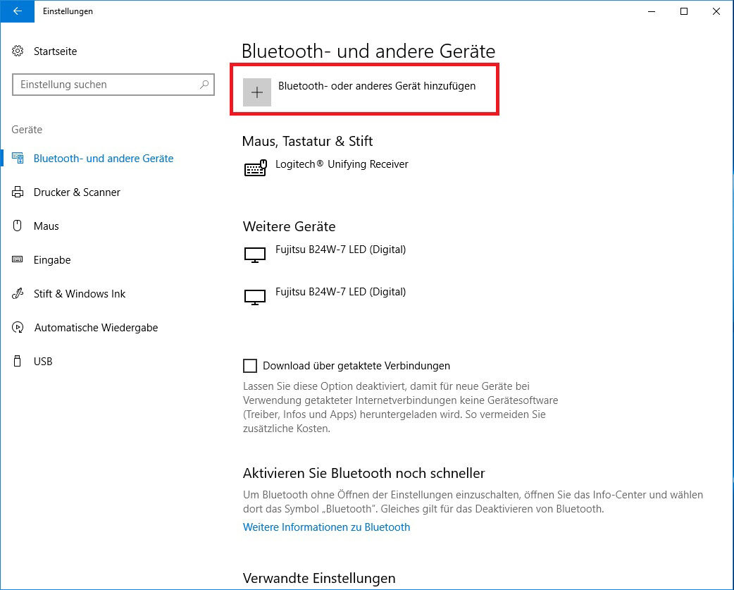 Windows 10 Bluetooth-oder anderes Gerät hinzufügen